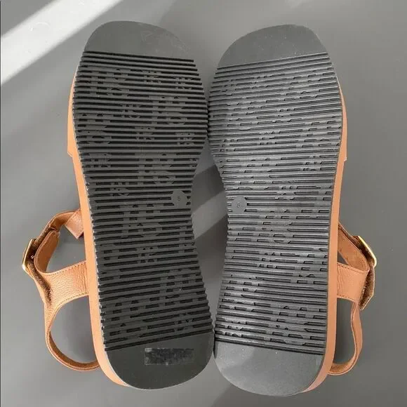 Paul Green Taos Platform Sandal Cognac Leather Gold Accents Sz 8 (US9) Vacation - Picture 8 of 14